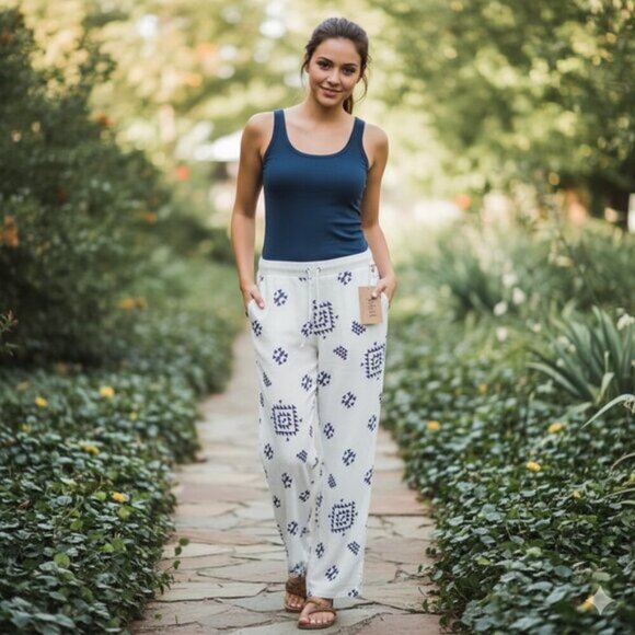 Revolve Plush Soleil Pants Straight Leg High Waist Southwestern Print Size Small - Picture 3 of 15